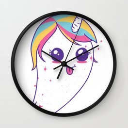 Kawaii Unicorn Ghost Wall Clock