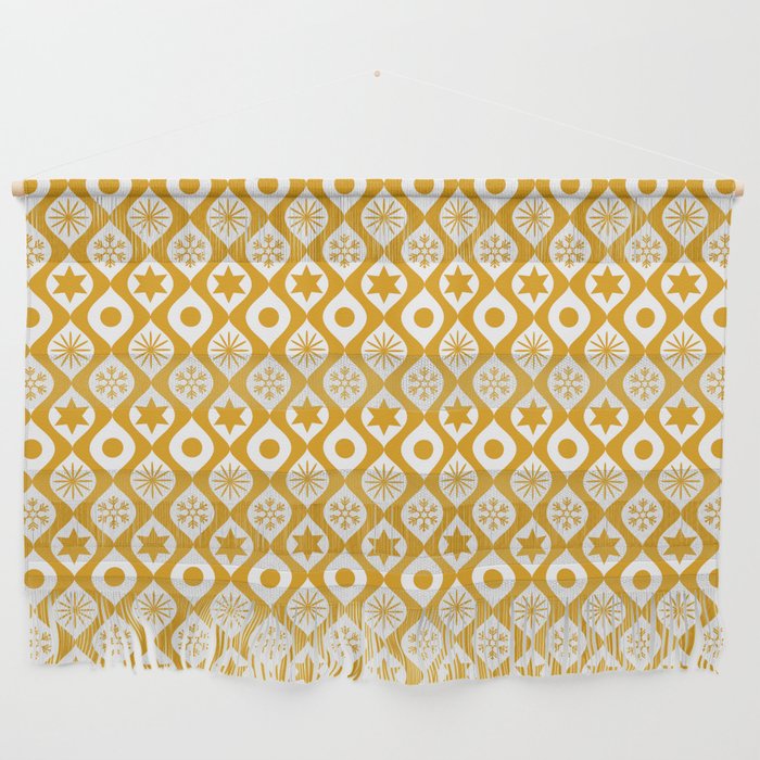 Mustard Retro Christmas Pattern Wall Hanging