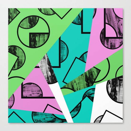 Broken Pieces - Pastel coloured, geometric, textured abstract Canvas Print