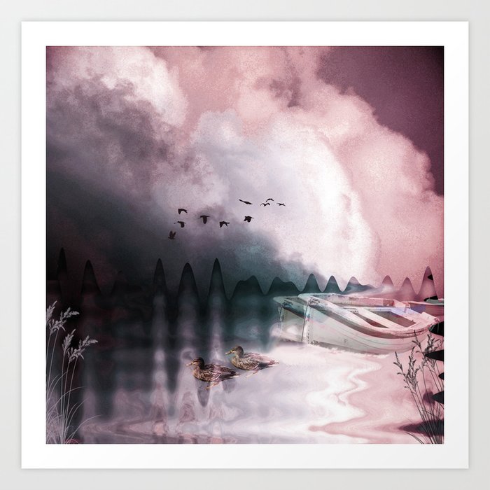 Boat Ducks Under A Dramatic Cloudy Sky Art Print By Thea Walstra Society6