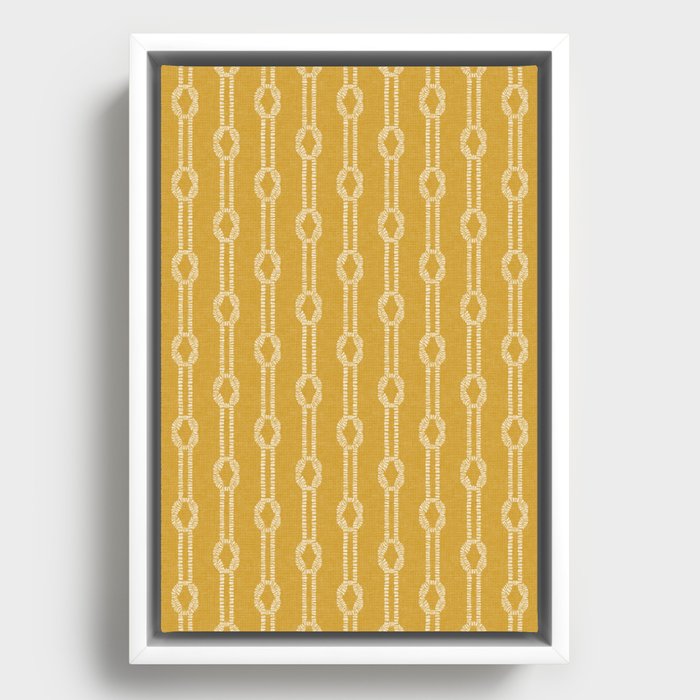 nautical square knots - mustard yellow Framed Canvas