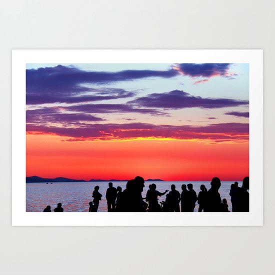 Silhouettes in the sunset Art Print