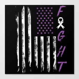 US Flag Purple Fight Pancreatic Cancer Awareness Canvas Print