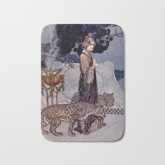 “Circe With Leopards” by Edmund Dulac Bath Mat