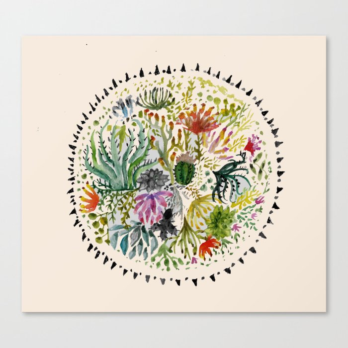 Succulents Mandala Canvas Print