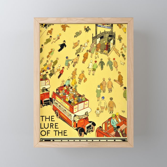 Vintage Lure of the London Underground Subway Travel Advertisement Poster Framed Mini Art Print