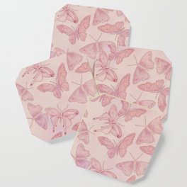 Butterfly Pattern soft pink pastel Coaster