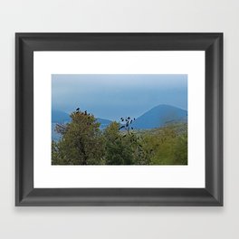 Ravens Perching Trees Mountains Landscape Framed Art Print