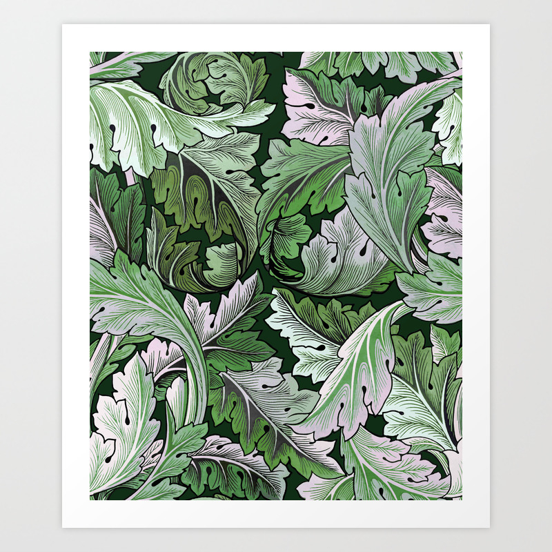 Art Nouveau William Morris Green Acanthus Leaves Art Print By