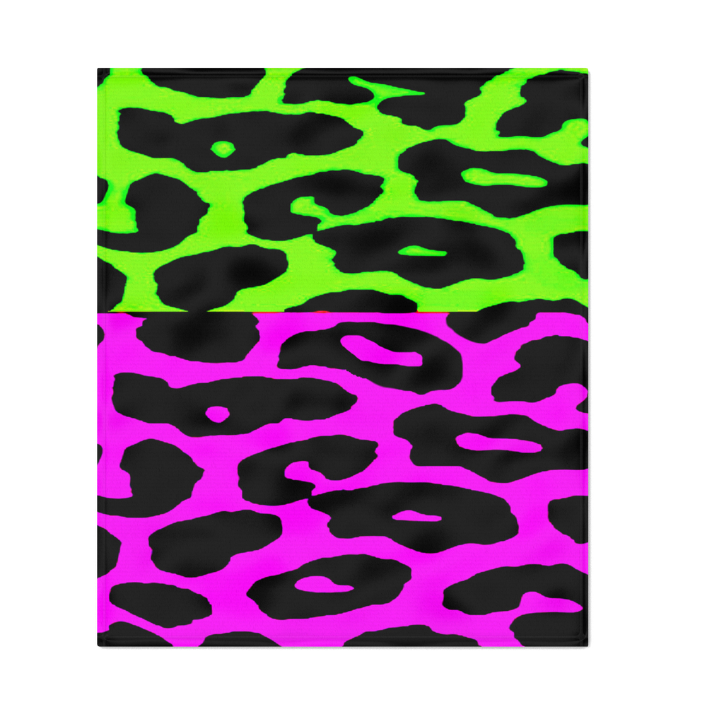 Pink and Green Leopard Throw Blanket by bellamonicastudios