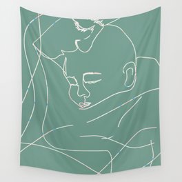 Mother and Baby Line Drawing Wall Tapestry