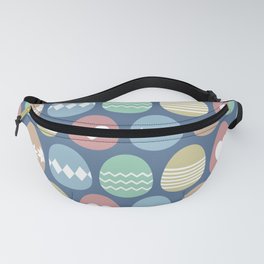 Cute, colorful painted Easter eggs pattern with dark blue background Fanny Pack