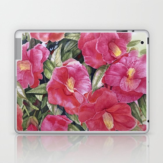 Jardin en fleurs / Watercolor of Camellia Japonesa Laptop & iPad Skin