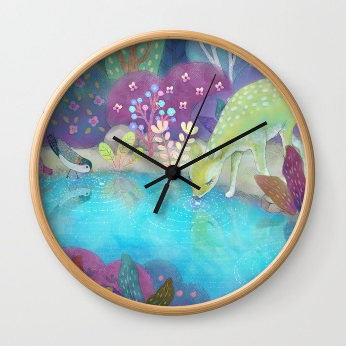 Pond in the forest Wall Clock