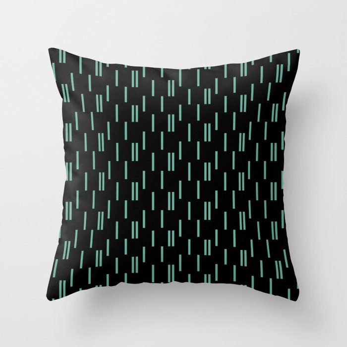 Minimal mint green offset strokes, abstract on black Throw Pillow