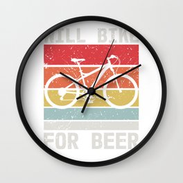 Will Bike For Beer Retro Mountain Bike Sport Beers Wall Clock