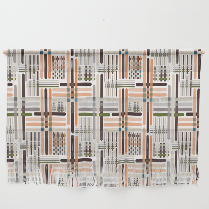 Playful checks green orange Wall Hanging