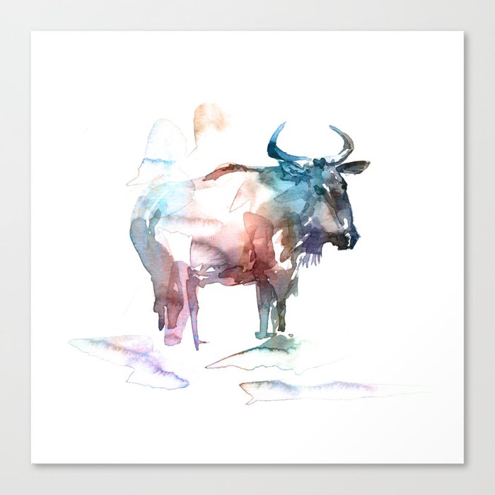 Wildebeest 2 Abstract Animal Portrait Canvas Print By