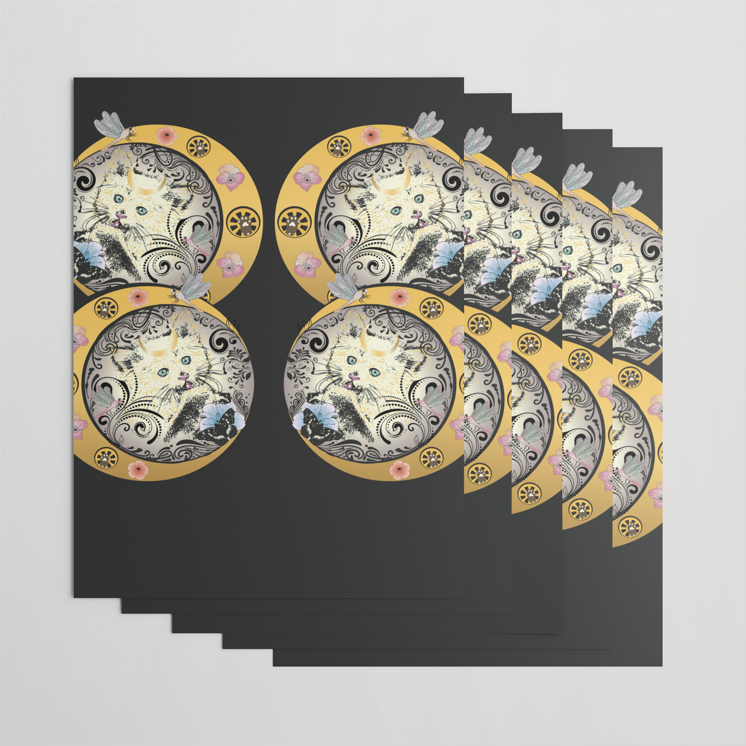 Kitten Art Nouveau Frame Wrapping Paper By Annartshock Kitten Art Nouveau Frame Wrapping Paper By Annartshock