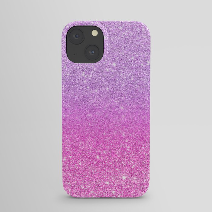 Modern girly purple pink glitter ombre iPhone Case