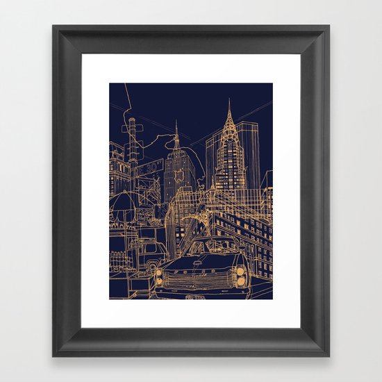 New York! Night Framed Art Print