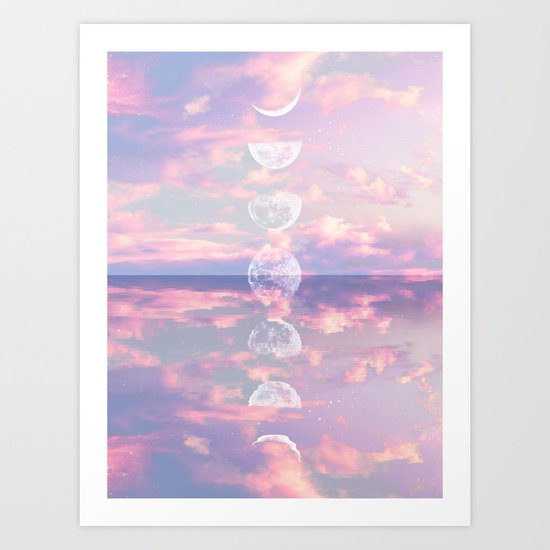 Moon Reflection Sunset Art Print By Cafelab Society6