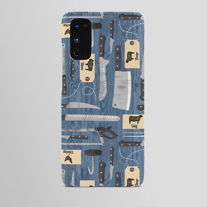 Blue - Butcher Knives on Wood  Android Case