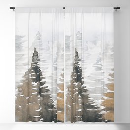 Watercolor Pine Trees 3 Blackout Curtain