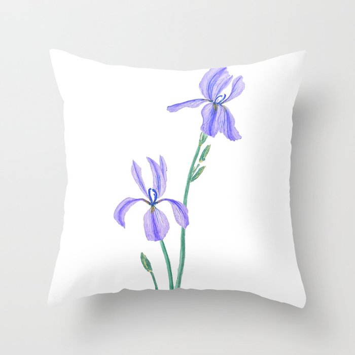 elegant purple iris Throw Pillow