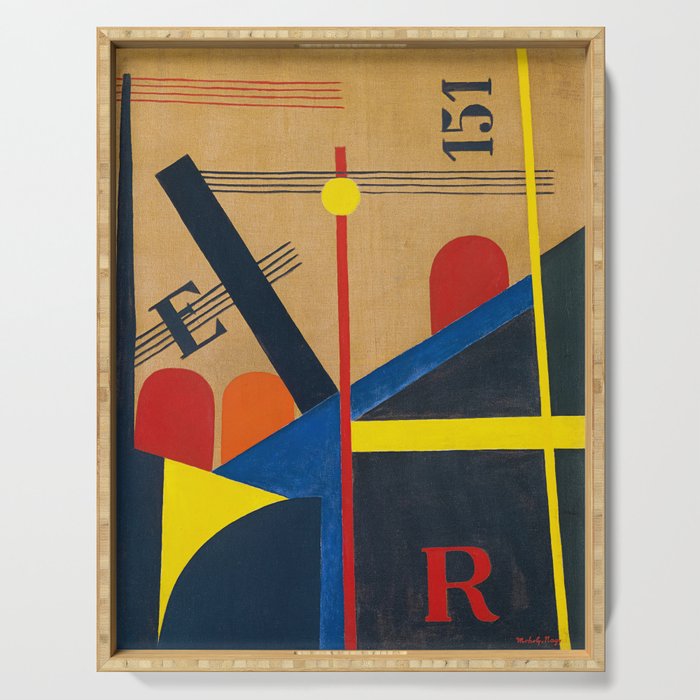 The Big Railroad Picture by Laszlo Moholy-Nagy Serving Tray