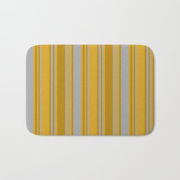 [ Thumbnail: Dark Gray, Dark Goldenrod, and Goldenrod Colored Pattern of Stripes Bath Mat ]