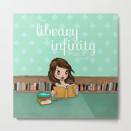 The Library is Infinity Under a Roof Metal Print