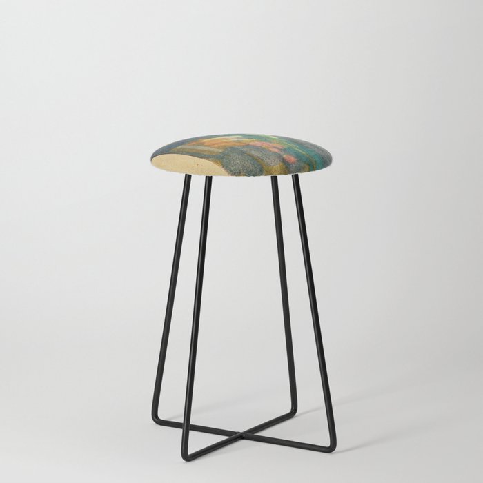 Collage Abstract Vintage Paper Counter Stool