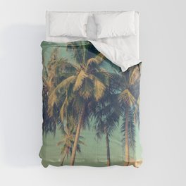 Aloha! Retro palm tree on the beach - summer vibes vintage illustration Comforter