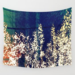  blue green weeping willow tree in white Wall Tapestry