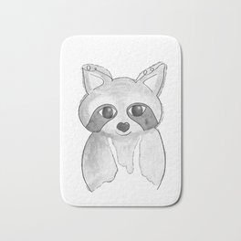 Watercolor Raccoon, baby Nursery, Black and White Bath Mat