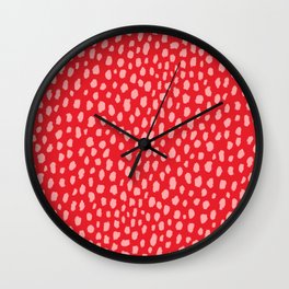 Dalmatian Polka Dot Spots Pattern (pink/red) Wall Clock