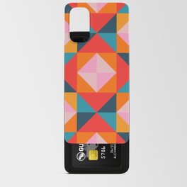 GEOMETRIC SQUARE CHECKERBOARD TILES in SOUTHWESTERN DESERT COLORS CORAL ORANGE PINK TEAL BLUE Android Card Case