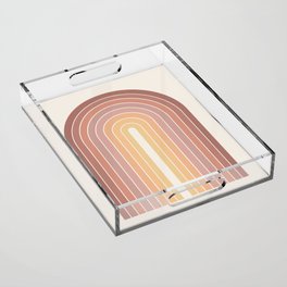 Gradient Arch VII Earthy Pastel Mid Century Modern Rainbow Acrylic Tray