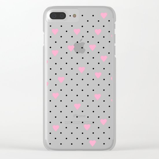 Pin Point Hearts Pink Clear iPhone Case