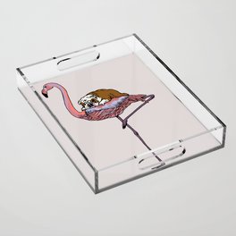 Flamingo and English Bulldog Acrylic Tray