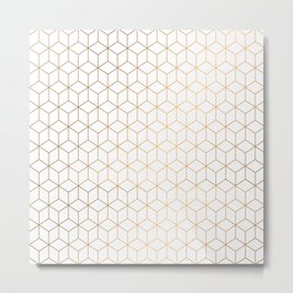 Gold Geometric Pattern on White Background Metal Print