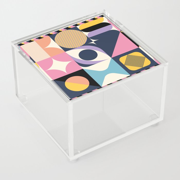 Minimalist Memphis Bauhaus Geometric Shapes Acrylic Box