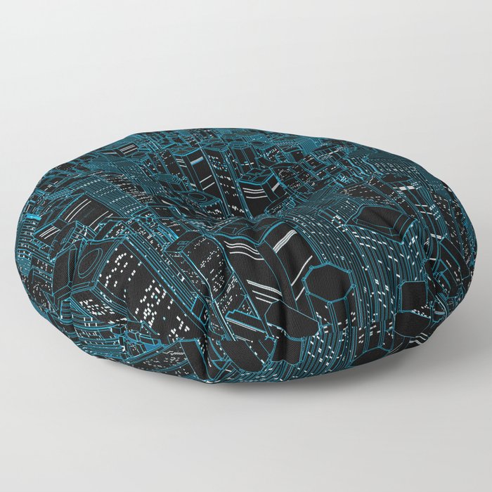 Night light city / Lineart city in blue Floor Pillow