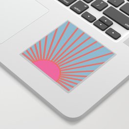 Le Soleil | 02 - Abstract Retro Sun Pink And Blue Print Preppy Modern Sunshine Sticker