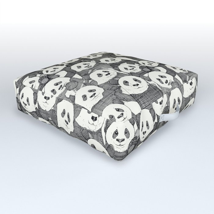 just panda bears black natural Outdoor Floor Cushion