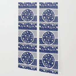 Blue Flower Pattern, Examples of Chinese Ornament  Wallpaper