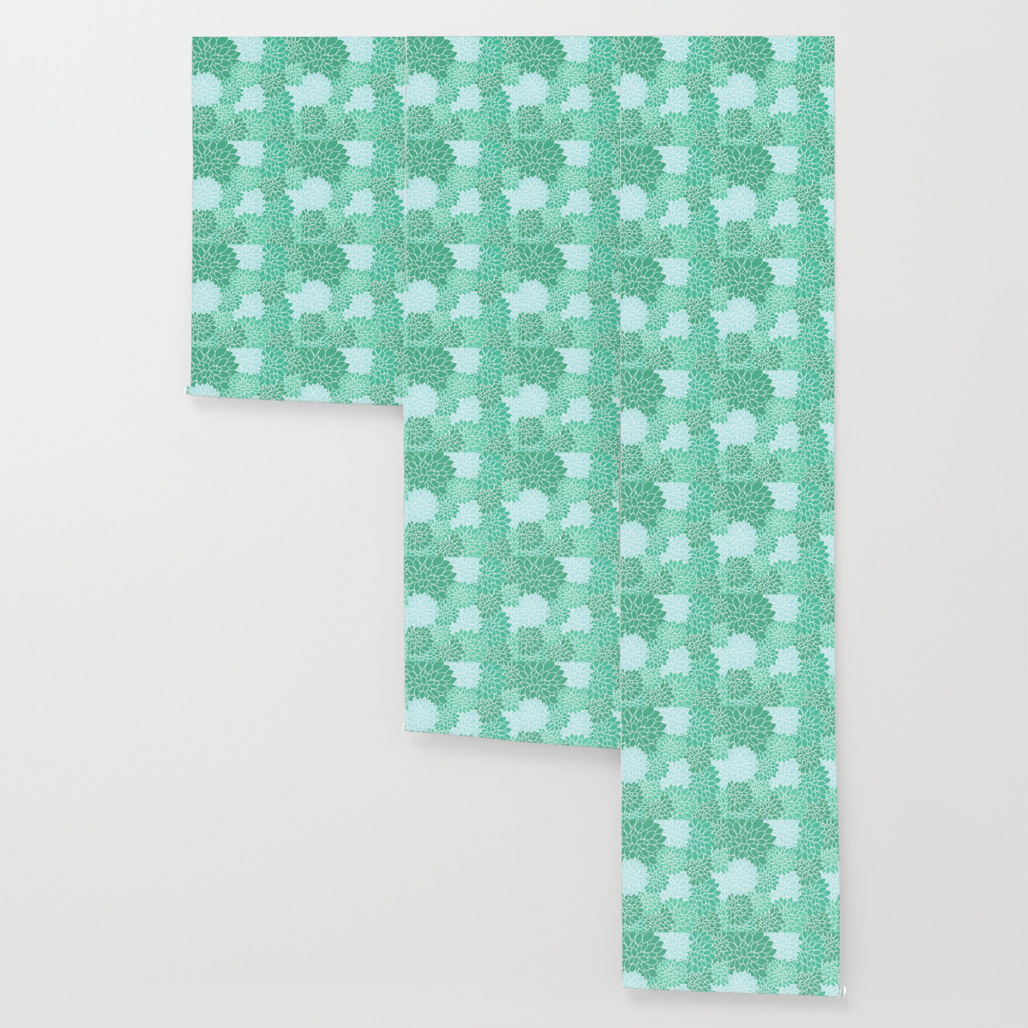 Minty Green Dahlias Wallpaper By Vintageappeal623 Society6