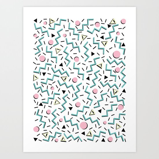 Back to the 80's eighties, funky memphis pattern design Art Print