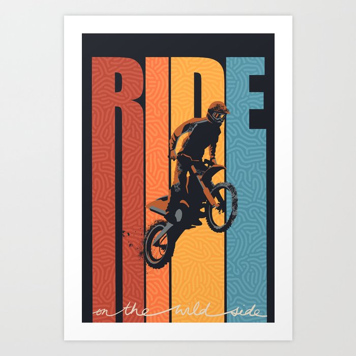 Retro motorcross ride on the wild side Art Print